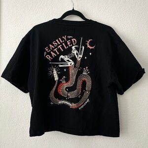 Octopied Mind “Easily Rattled” Snake Skull Crop Tee | Size XL | Alt Streetwear
